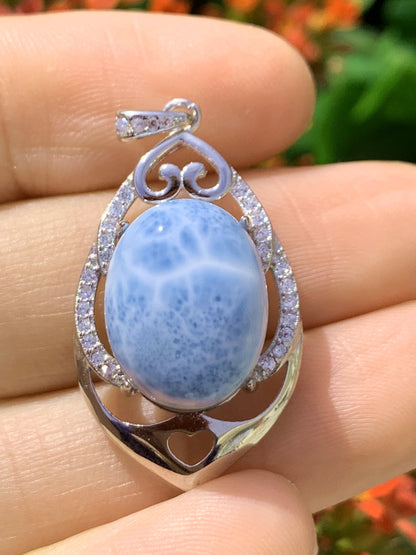 AAA+ Natural Authentic Dominican Larimar Pendant,Gems Jewelry,Gems Pendant,Crystal Pendant ET774