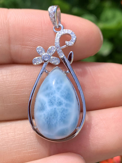 AAAA Natural Authentic Dominican Larimar Pendant,Gems Jewelry,Gems Pendant,Crystal Pendant ET778