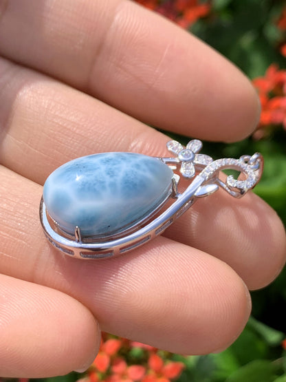 AAAA Natural Authentic Dominican Larimar Pendant,Gems Jewelry,Gems Pendant,Crystal Pendant ET778