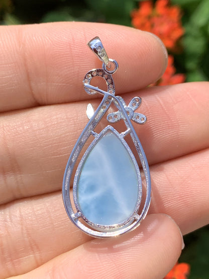 AAAA Natural Authentic Dominican Larimar Pendant,Gems Jewelry,Gems Pendant,Crystal Pendant ET778