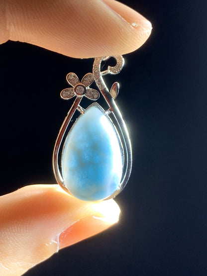 AAAA Natural Authentic Dominican Larimar Pendant,Gems Jewelry,Gems Pendant,Crystal Pendant ET778