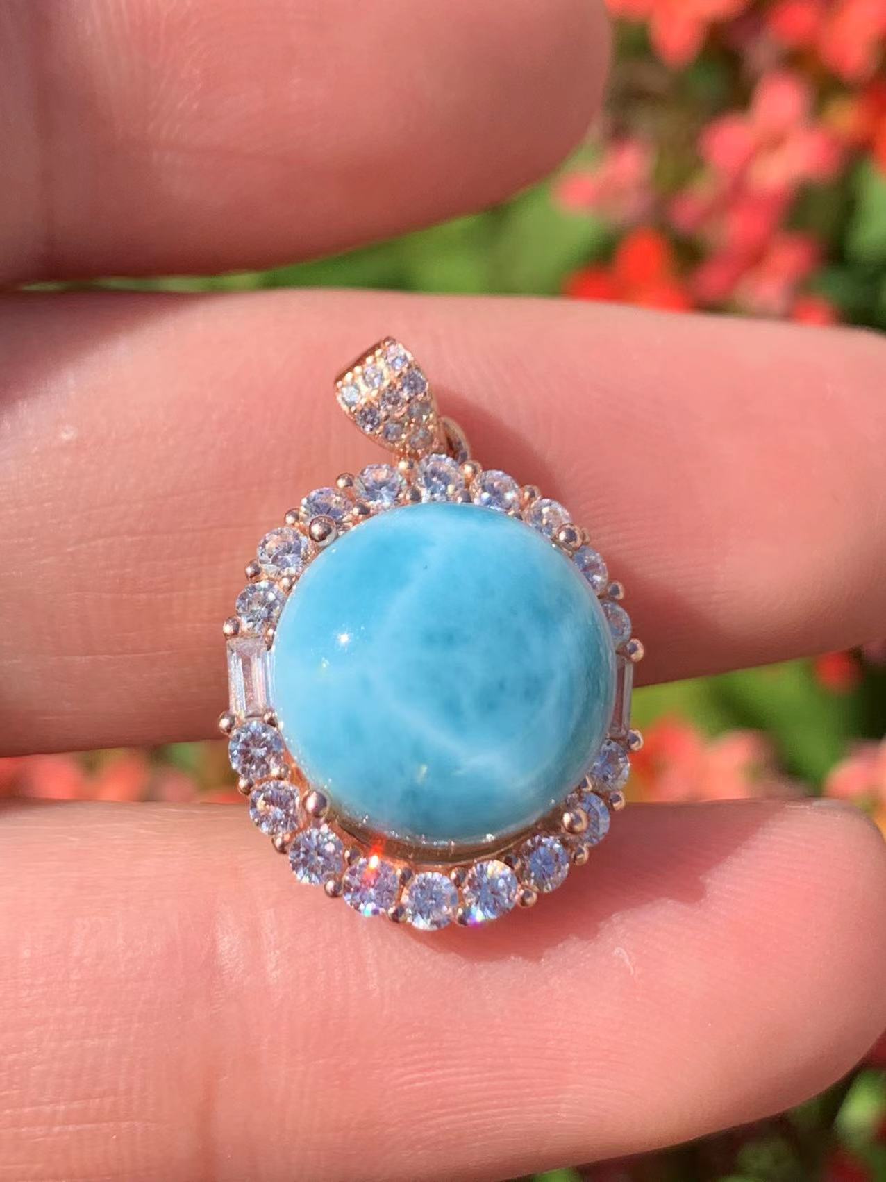 AAAA Natural Authentic Dominican Larimar Pendant,Gems Jewelry,Gems Pendant,Crystal Pendant,ET430