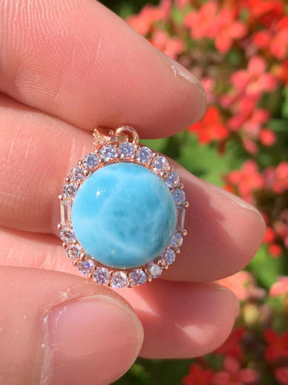 AAAA Natural Authentic Dominican Larimar Pendant,Gems Jewelry,Gems Pendant,Crystal Pendant,ET430