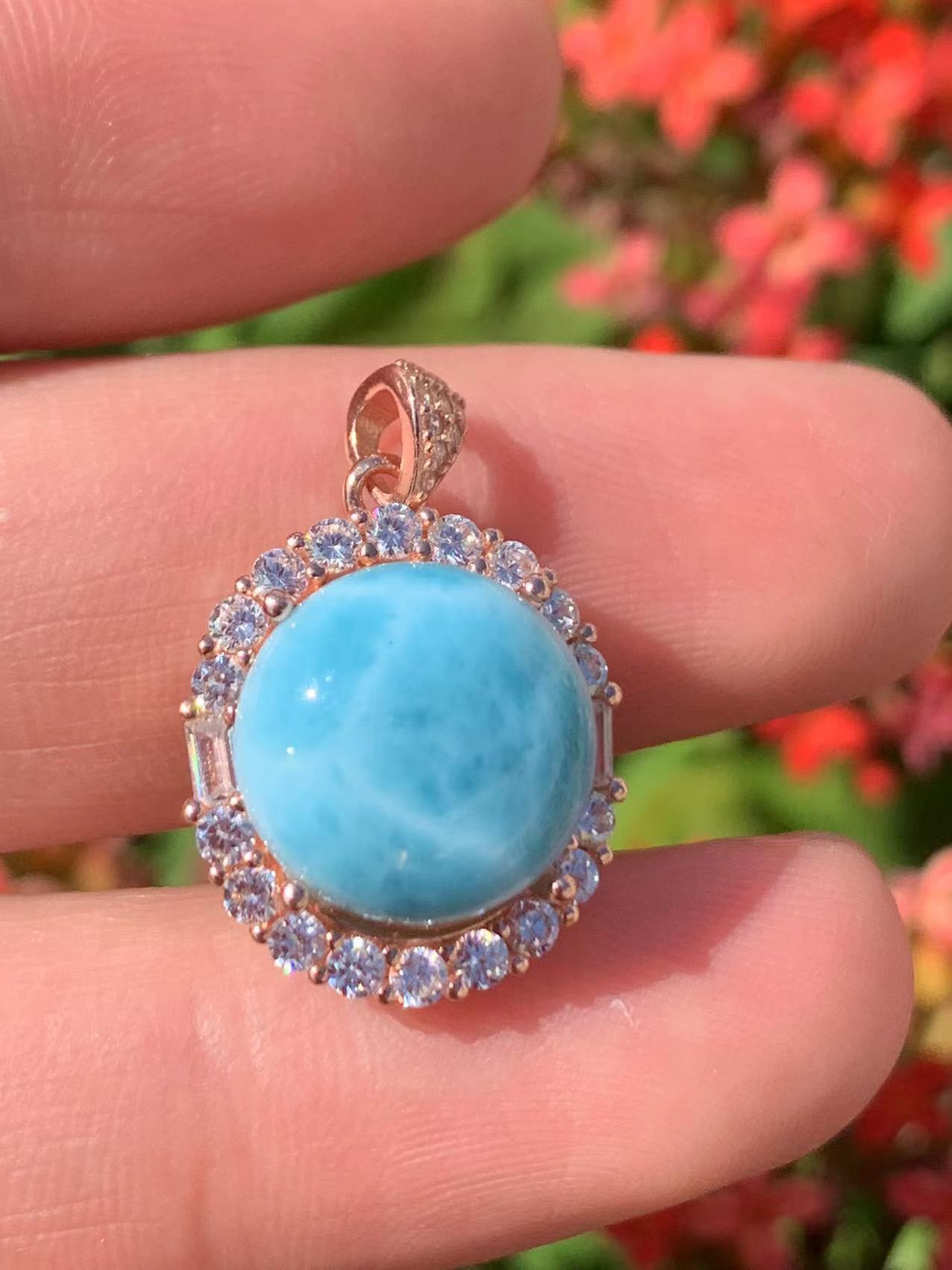 AAAA Natural Authentic Dominican Larimar Pendant,Gems Jewelry,Gems Pendant,Crystal Pendant,ET430