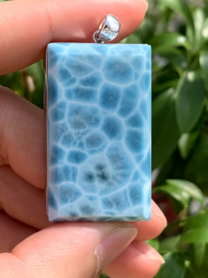 AAAA+ Natural Authentic Dominican Larimar Pendant,Gems Jewelry,Gems Pendant,Crystal Pendant,ET807