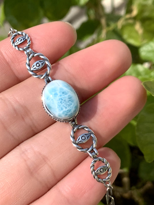 AAA Natural Authentic Dominican Larimar Bracelet,Gems Jewelry,Gems Bracelet,Crystal Bracelet,ET840