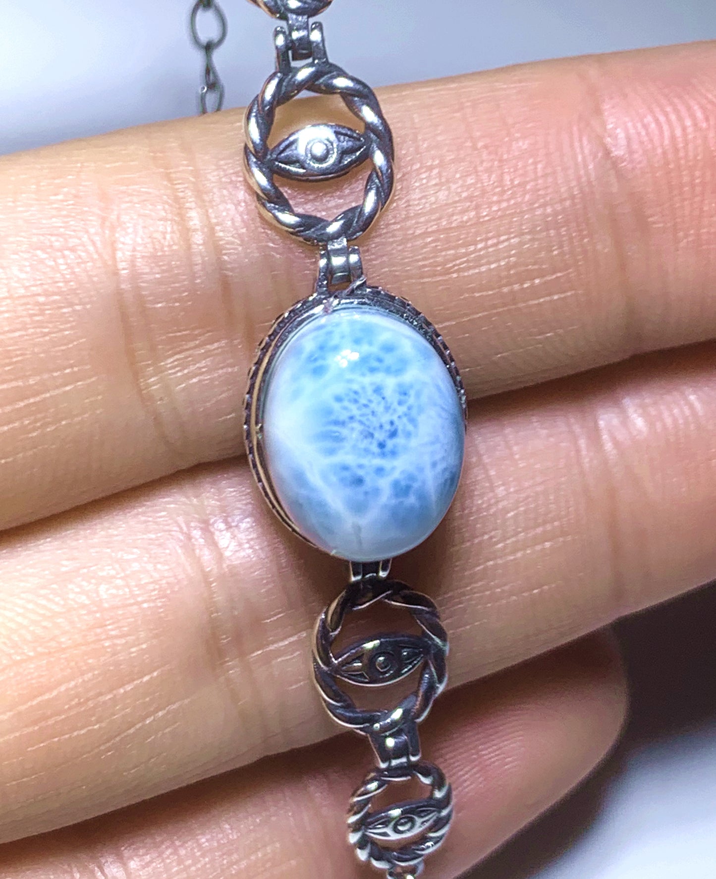 AAA Natural Authentic Dominican Larimar Bracelet,Gems Jewelry,Gems Bracelet,Crystal Bracelet,ET840