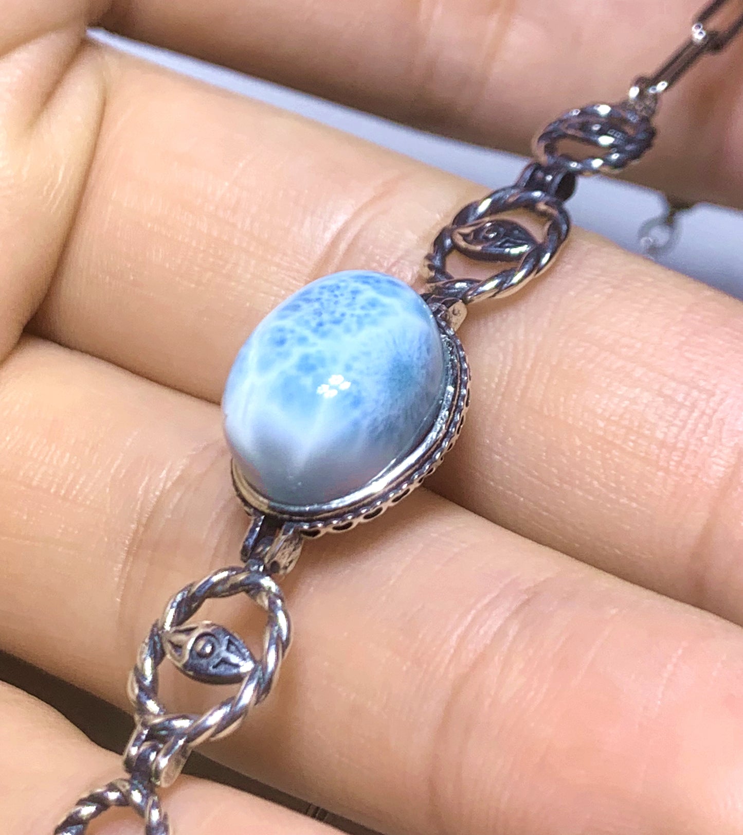 AAA Natural Authentic Dominican Larimar Bracelet,Gems Jewelry,Gems Bracelet,Crystal Bracelet,ET840