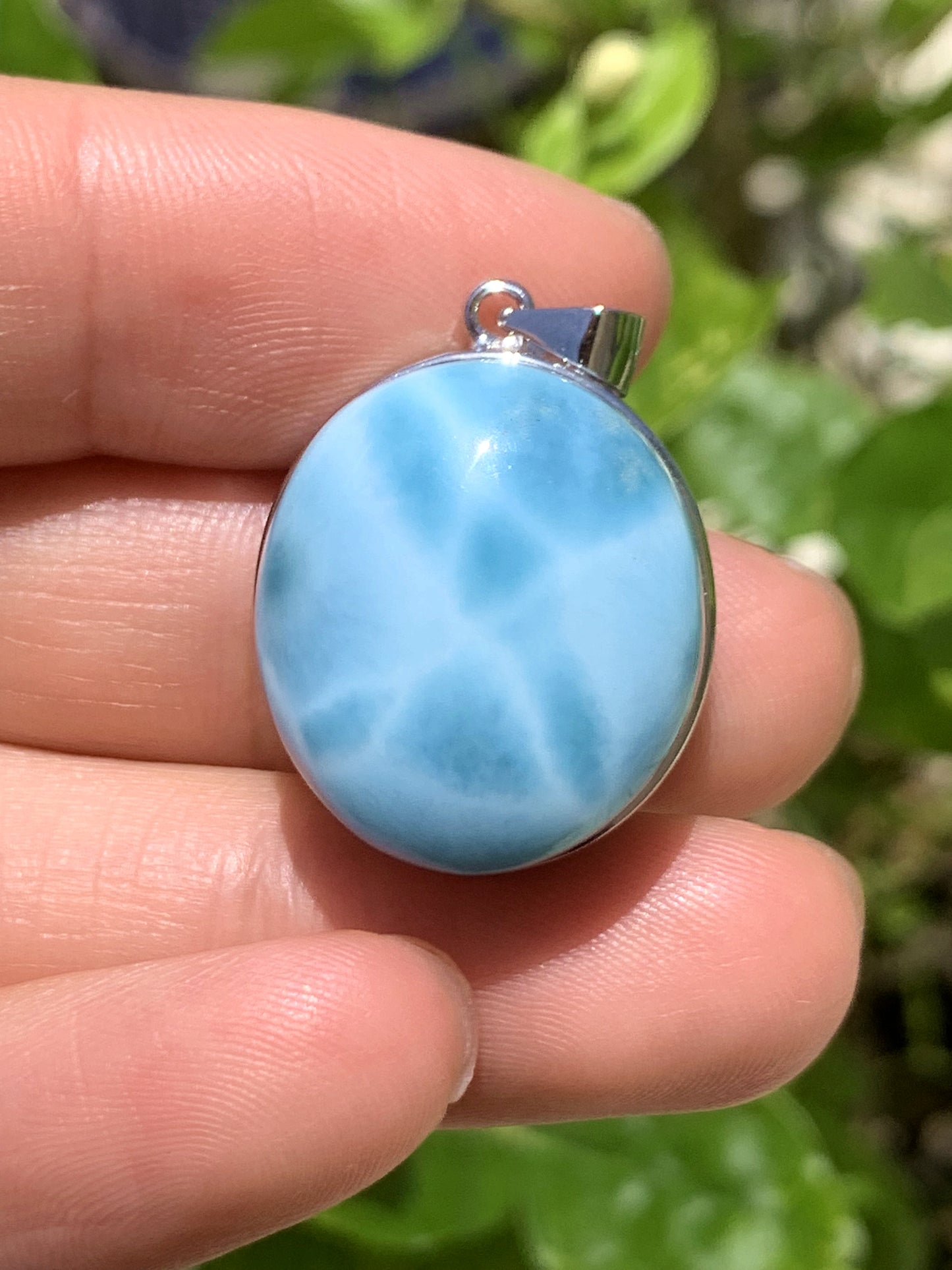 AAA+ Natural Authentic Dominican Larimar Pendant,Gems Jewelry,Gems Pendant,Crystal Pendant ET885