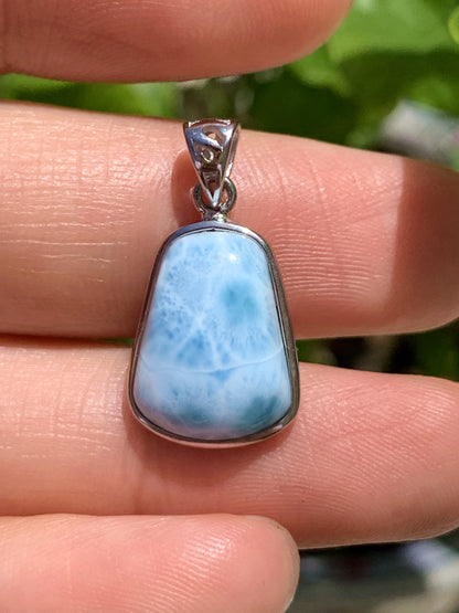 AAA Natural Authentic Dominican Larimar Pendant, Oval Larimar Pendant, Silver Pendant,Birthday Gift ET901