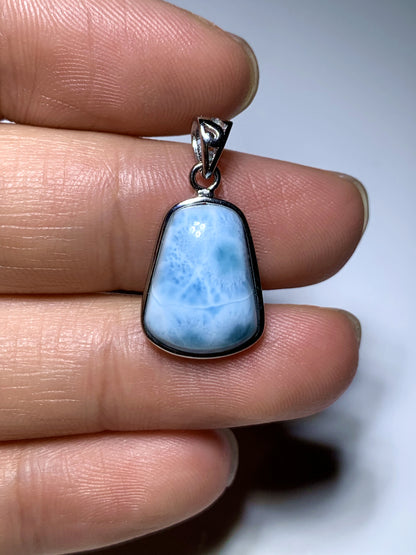 AAA Natural Authentic Dominican Larimar Pendant, Oval Larimar Pendant, Silver Pendant,Birthday Gift ET901