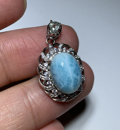 AAA Natural Authentic Dominican Larimar Pendant,Gems Jewelry,Gems Pendant,Crystal Pendant ET768