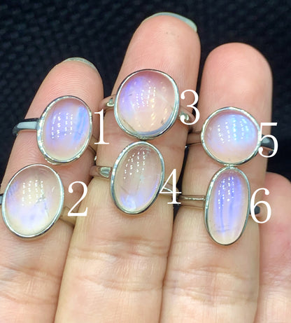 AAAA+ Natural Authentic Moonstone Ring,Moonstone Necklace Sterling Silver,Rainbow Moonstone Ring ET968