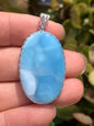 AAA+ Natural Authentic Dominican Larimar Pendant Larimar Stone, Silver Pendant, Larimar Jewelry ET962