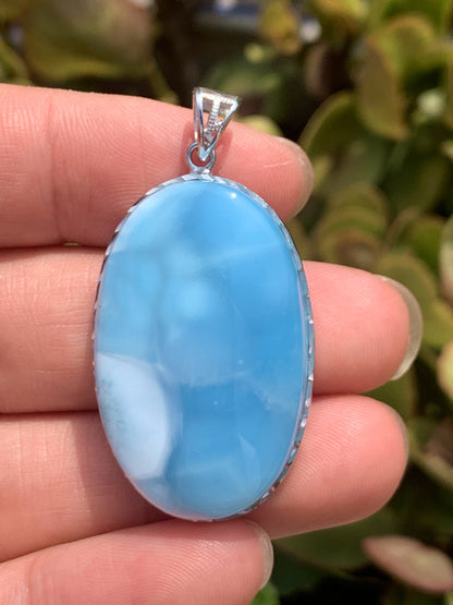 AAA+ Natural Authentic Dominican Larimar Pendant Larimar Stone, Silver Pendant, Larimar Jewelry ET962