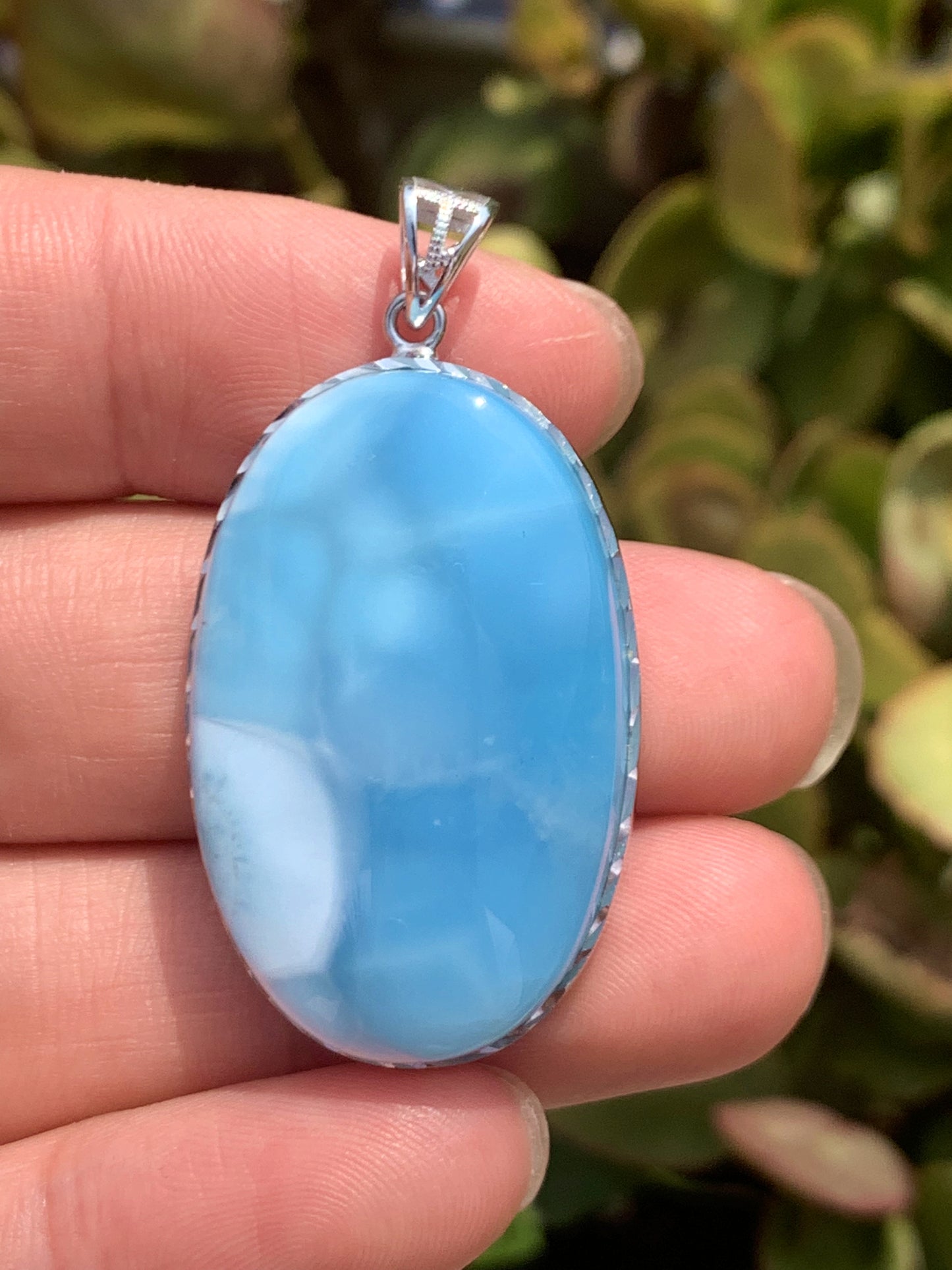 AAA+ Natural Authentic Dominican Larimar Pendant Larimar Stone, Silver Pendant, Larimar Jewelry ET962