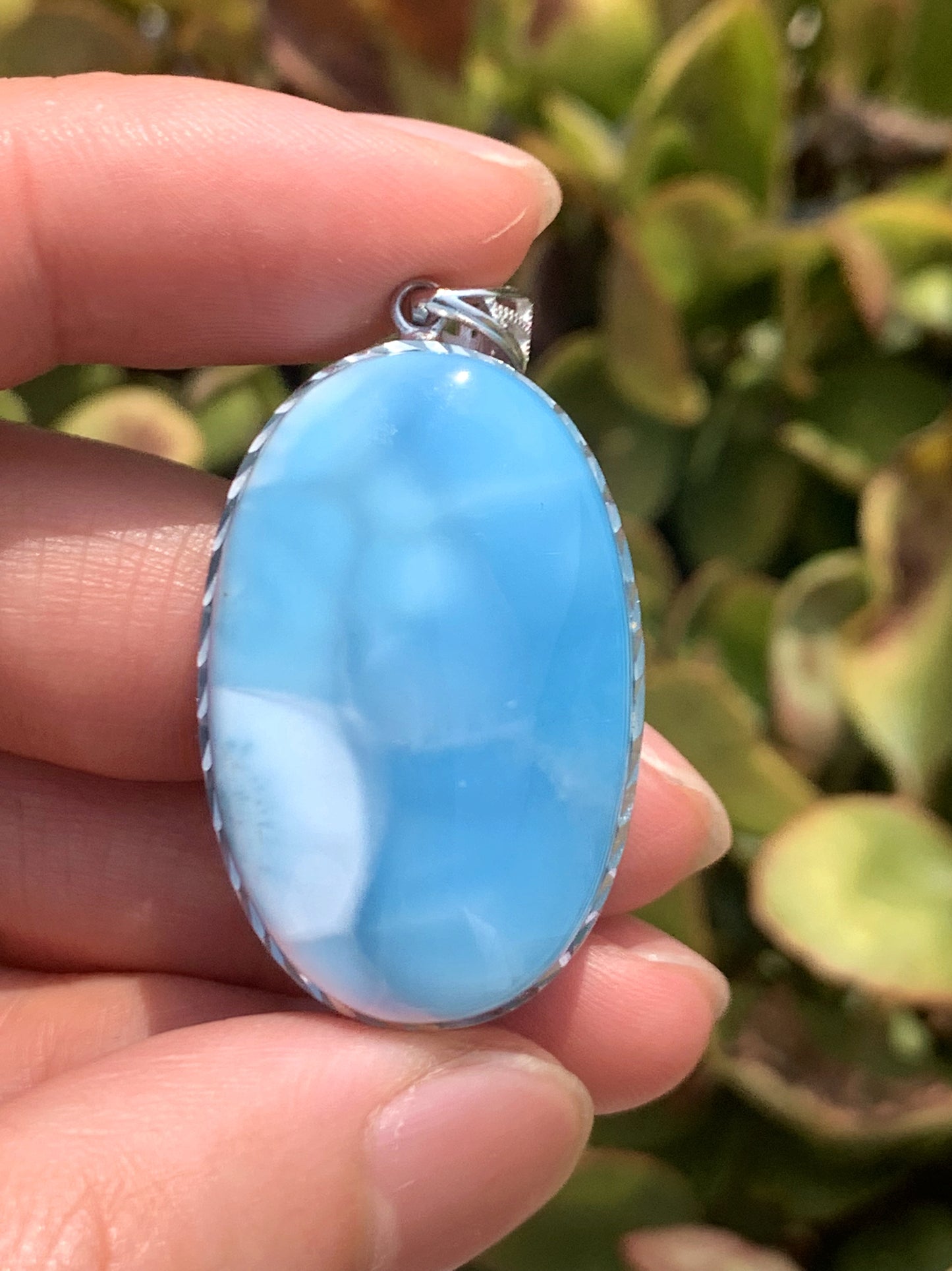 AAA+ Natural Authentic Dominican Larimar Pendant Larimar Stone, Silver Pendant, Larimar Jewelry ET962