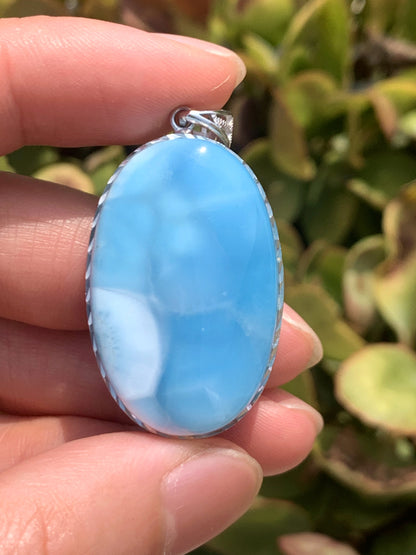 AAA+ Natural Authentic Dominican Larimar Pendant Larimar Stone, Silver Pendant, Larimar Jewelry ET962