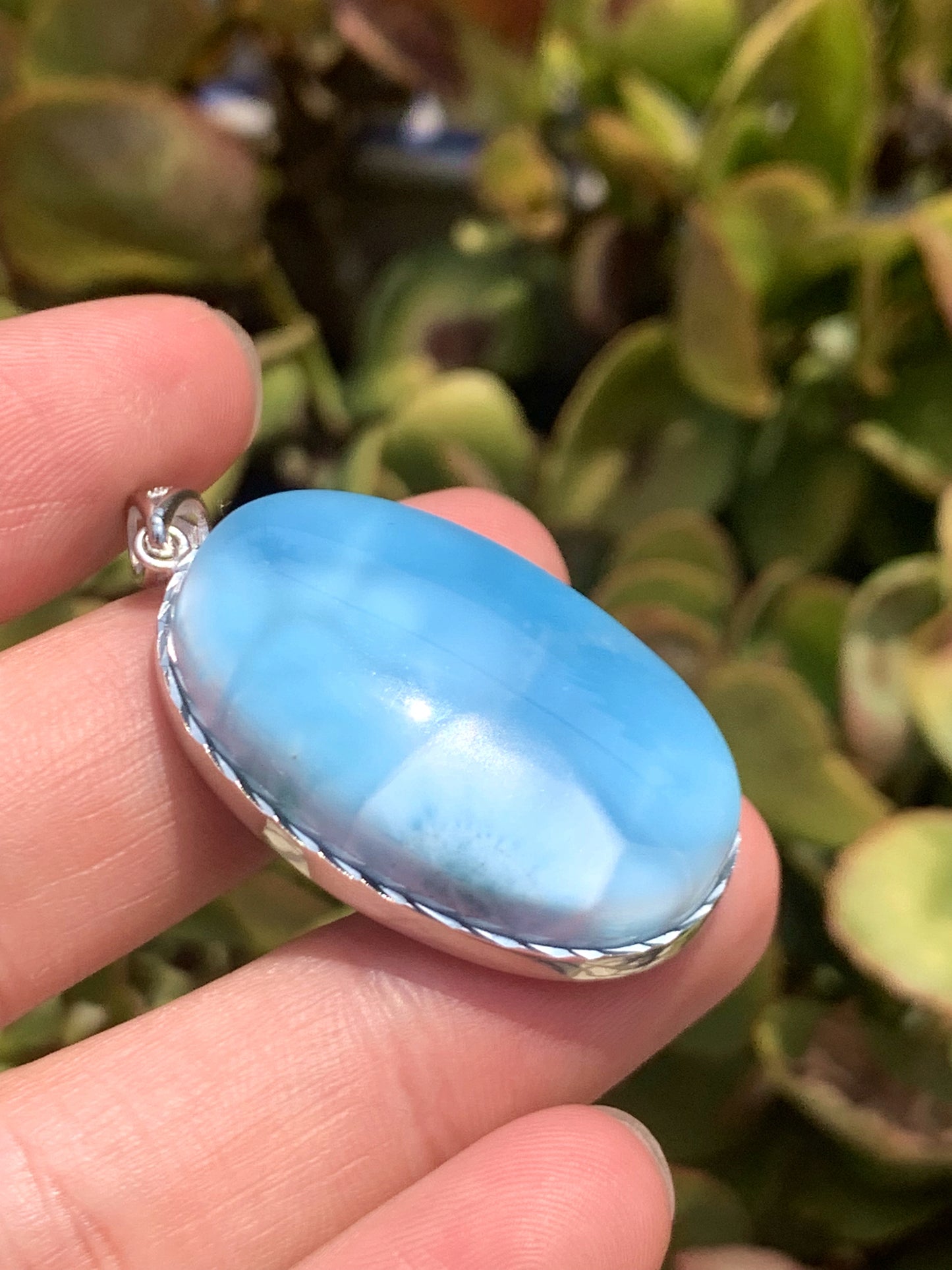 AAA+ Natural Authentic Dominican Larimar Pendant Larimar Stone, Silver Pendant, Larimar Jewelry ET962