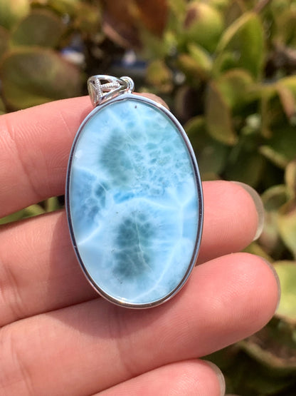 AAA+ Natural Authentic Dominican Larimar Pendant Larimar Stone, Silver Pendant, Larimar Jewelry ET962