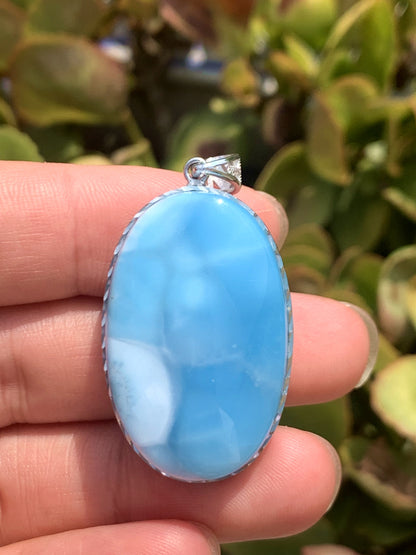 AAA+ Natural Authentic Dominican Larimar Pendant Larimar Stone, Silver Pendant, Larimar Jewelry ET962