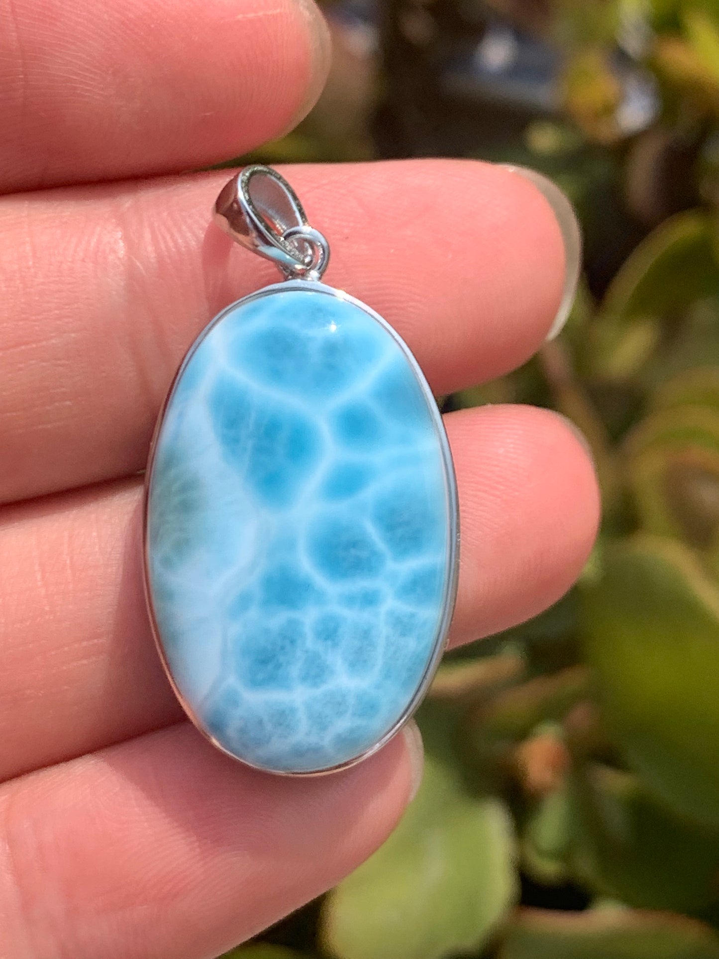 AAA+ Natural Authentic Dominican Larimar Pendant Larimar Stone, Silver Pendant, Larimar Jewelry ET962