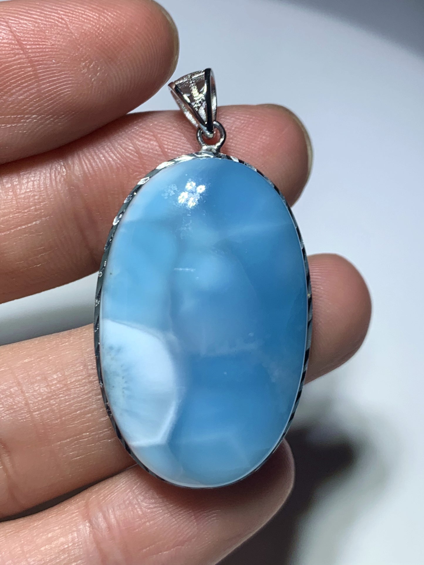 AAA+ Natural Authentic Dominican Larimar Pendant Larimar Stone, Silver Pendant, Larimar Jewelry ET962