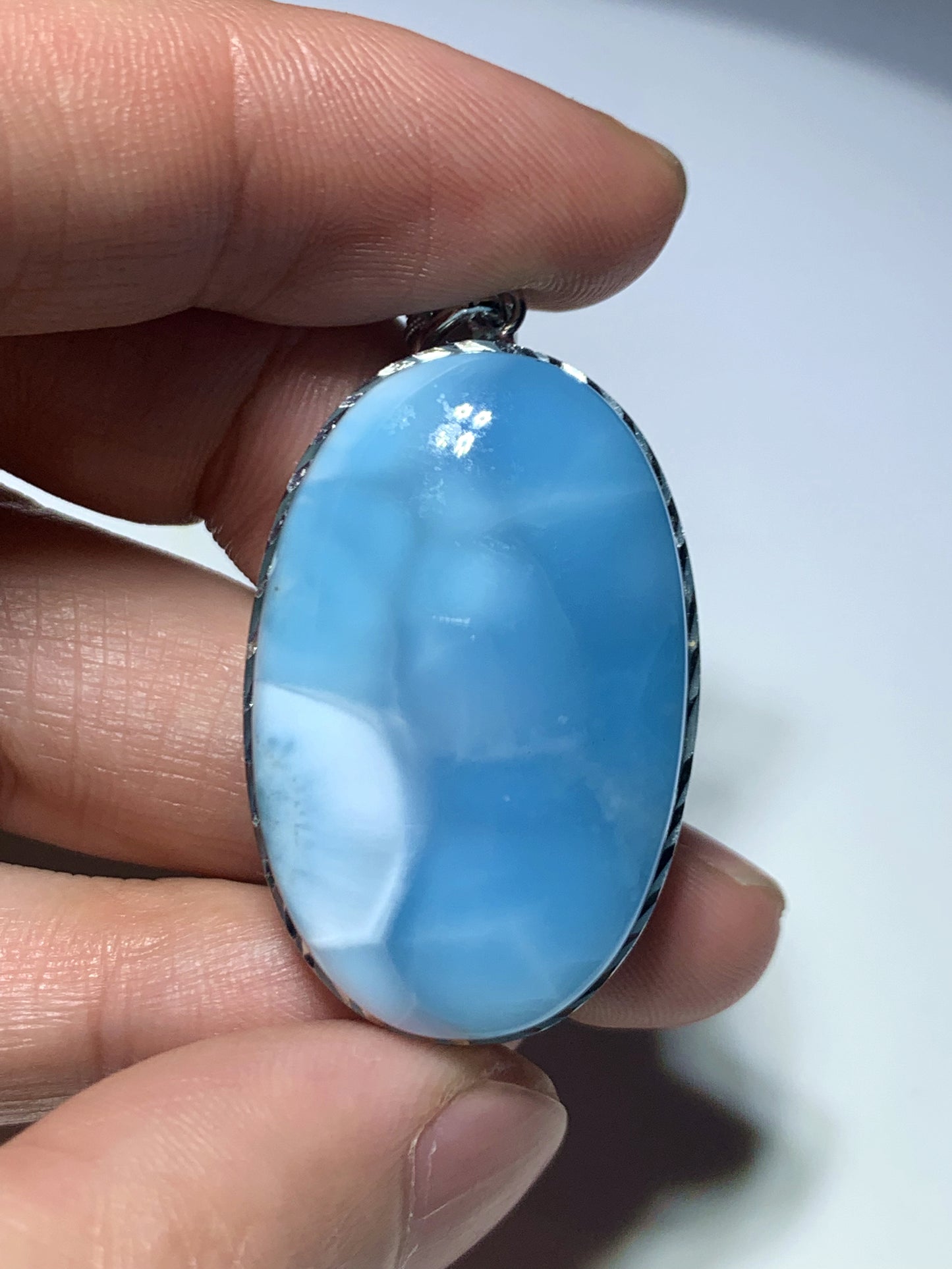 AAA+ Natural Authentic Dominican Larimar Pendant Larimar Stone, Silver Pendant, Larimar Jewelry ET962