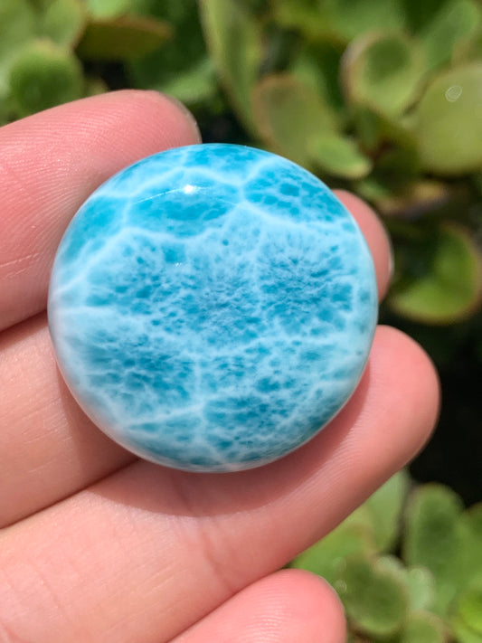 AAAAA Natural Dominican Larimar Pendant, Larimar Stone, Larimar Engagement, Larimar Jewelry, Round Pendant ET987