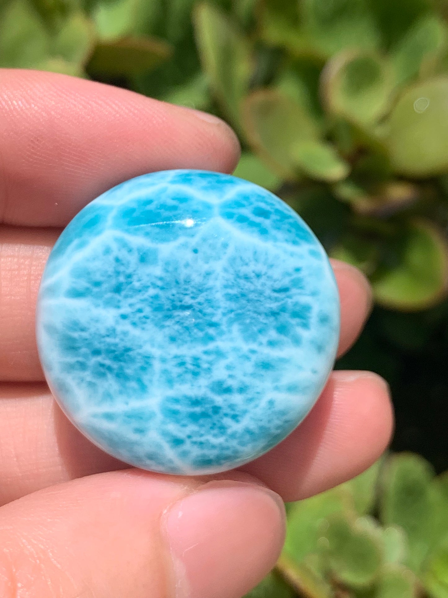 AAAAA Natural Dominican Larimar Pendant, Larimar Stone, Larimar Engagement, Larimar Jewelry, Round Pendant ET987