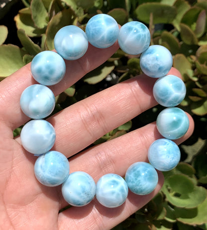 AAA+ Natural Authentic Dominican Larimar Bracelet,16mm Bracelet,Crystal Bracelet,Gems Bracelet ET627