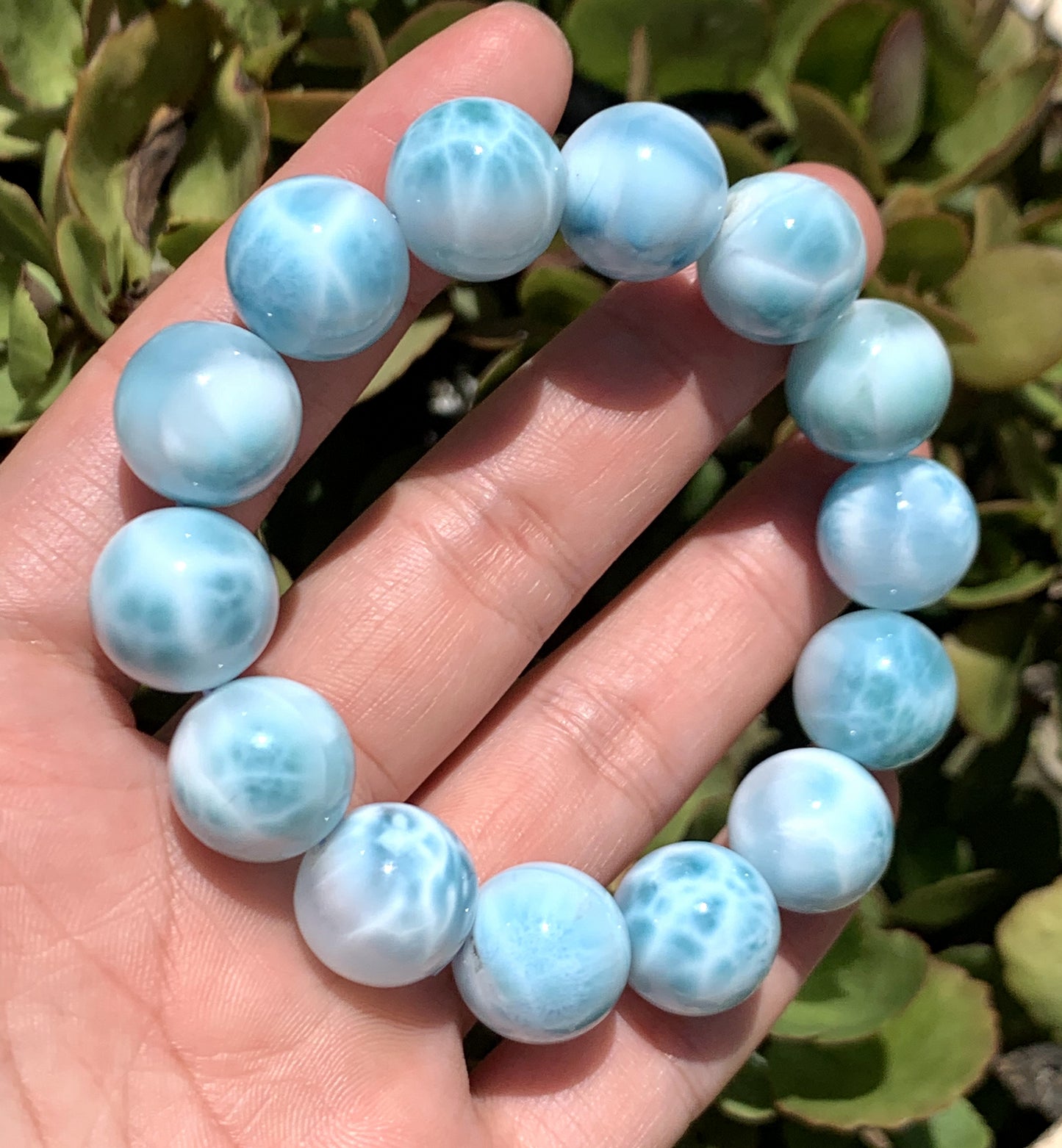 AAA+ Natural Authentic Dominican Larimar Bracelet,16mm Bracelet,Crystal Bracelet,Gems Bracelet ET627
