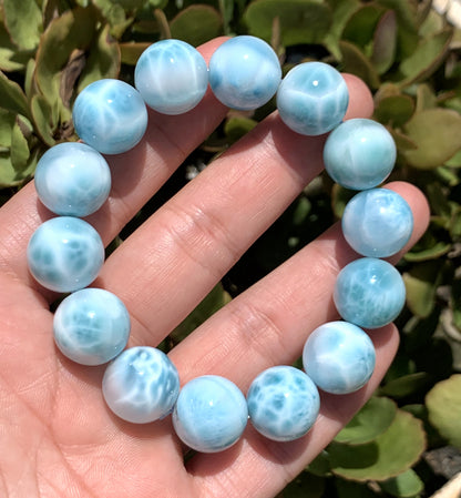 AAA+ Natural Authentic Dominican Larimar Bracelet,16mm Bracelet,Crystal Bracelet,Gems Bracelet ET627