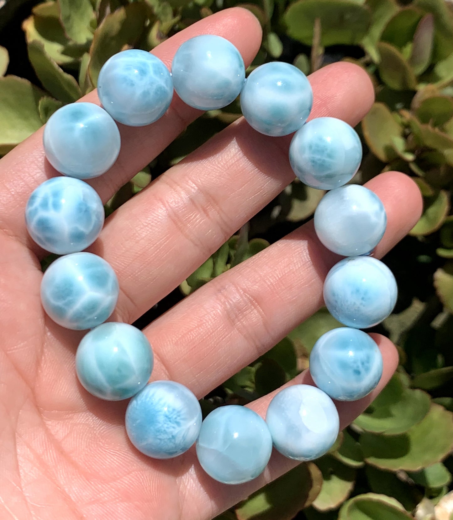 AAA+ Natural Authentic Dominican Larimar Bracelet,16mm Bracelet,Crystal Bracelet,Gems Bracelet ET627