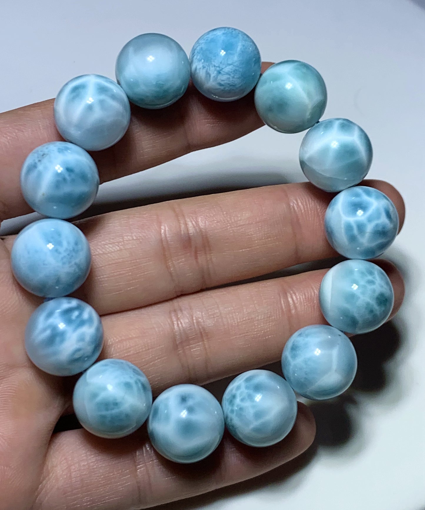 AAA+ Natural Authentic Dominican Larimar Bracelet,16mm Bracelet,Crystal Bracelet,Gems Bracelet ET627