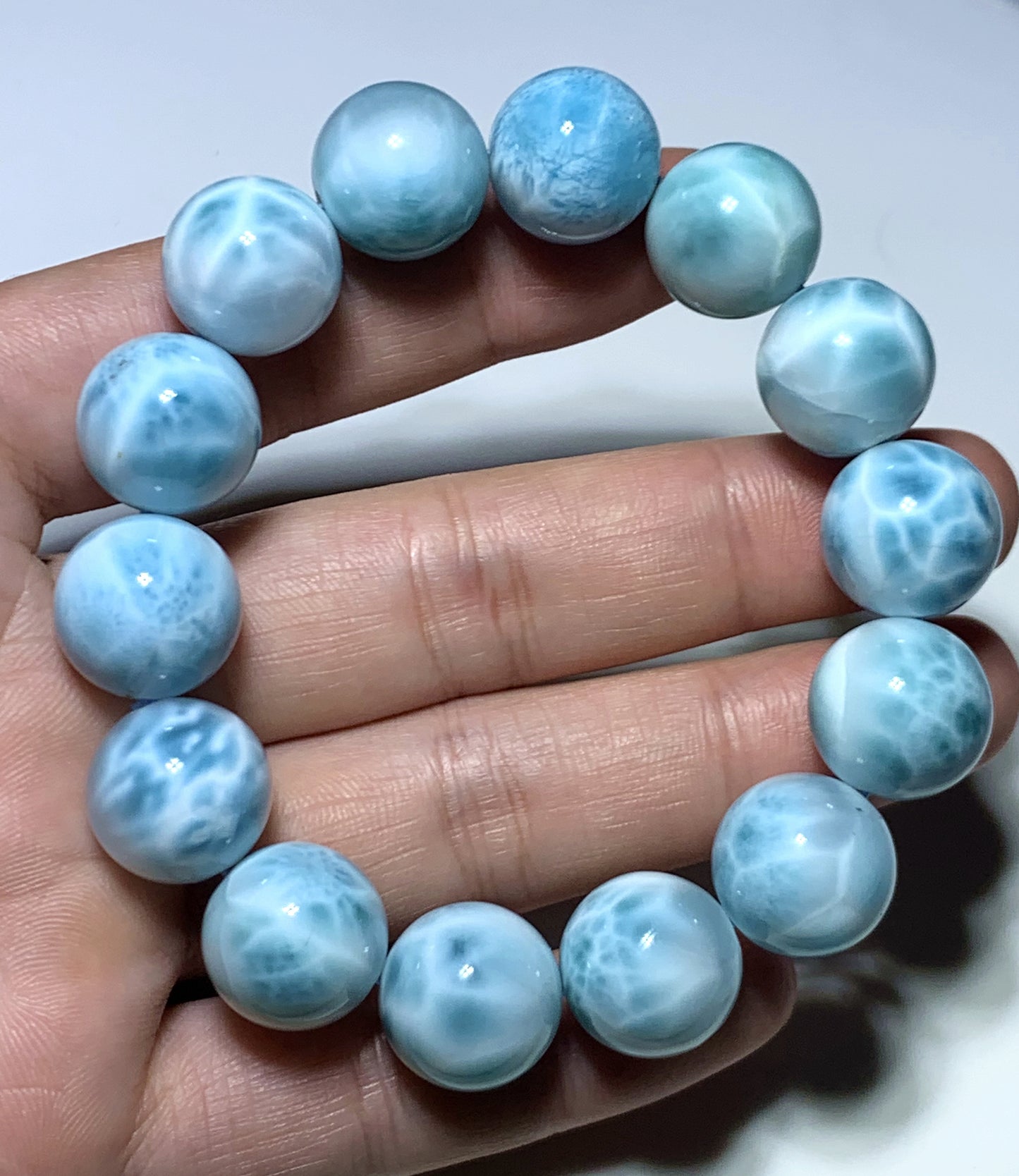 AAA+ Natural Authentic Dominican Larimar Bracelet,16mm Bracelet,Crystal Bracelet,Gems Bracelet ET627