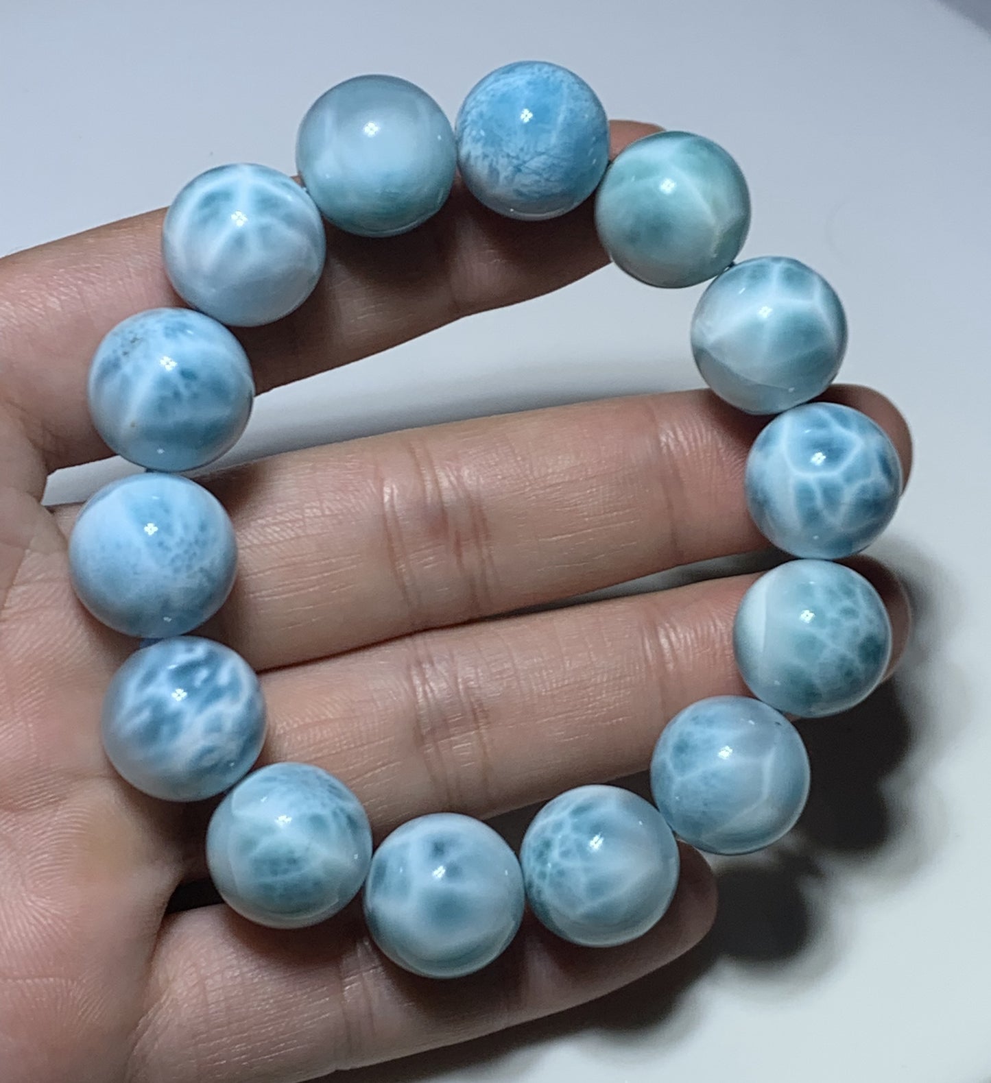 AAA+ Natural Authentic Dominican Larimar Bracelet,16mm Bracelet,Crystal Bracelet,Gems Bracelet ET627