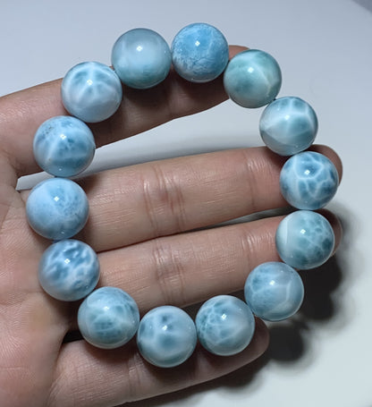AAA+ Natural Authentic Dominican Larimar Bracelet,16mm Bracelet,Crystal Bracelet,Gems Bracelet ET627