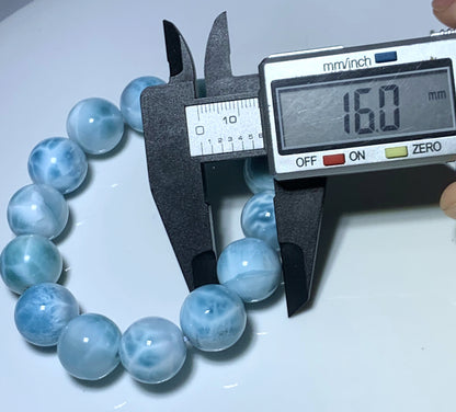 AAA+ Natural Authentic Dominican Larimar Bracelet,16mm Bracelet,Crystal Bracelet,Gems Bracelet ET627