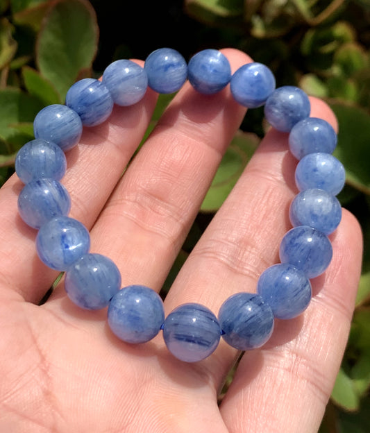 AAAA Natural Kyanite Bracelet, 10mm Round Bracelet,Tiny Blue Kyanite,Gems Bracelet,Men's Bracelet,Woman's Bracelet ET998