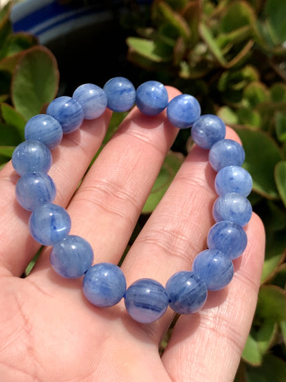 AAAA Natural Kyanite Bracelet, 10mm Round Bracelet,Tiny Blue Kyanite,Gems Bracelet,Men's Bracelet,Woman's Bracelet ET998