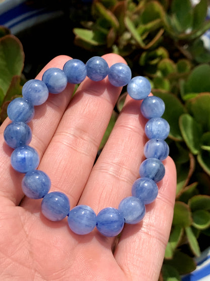 AAAA Natural Kyanite Bracelet, 10mm Round Bracelet,Tiny Blue Kyanite,Gems Bracelet,Men's Bracelet,Woman's Bracelet ET998