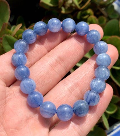 AAAA Natural Kyanite Bracelet, 10mm Round Bracelet,Tiny Blue Kyanite,Gems Bracelet,Men's Bracelet,Woman's Bracelet ET998