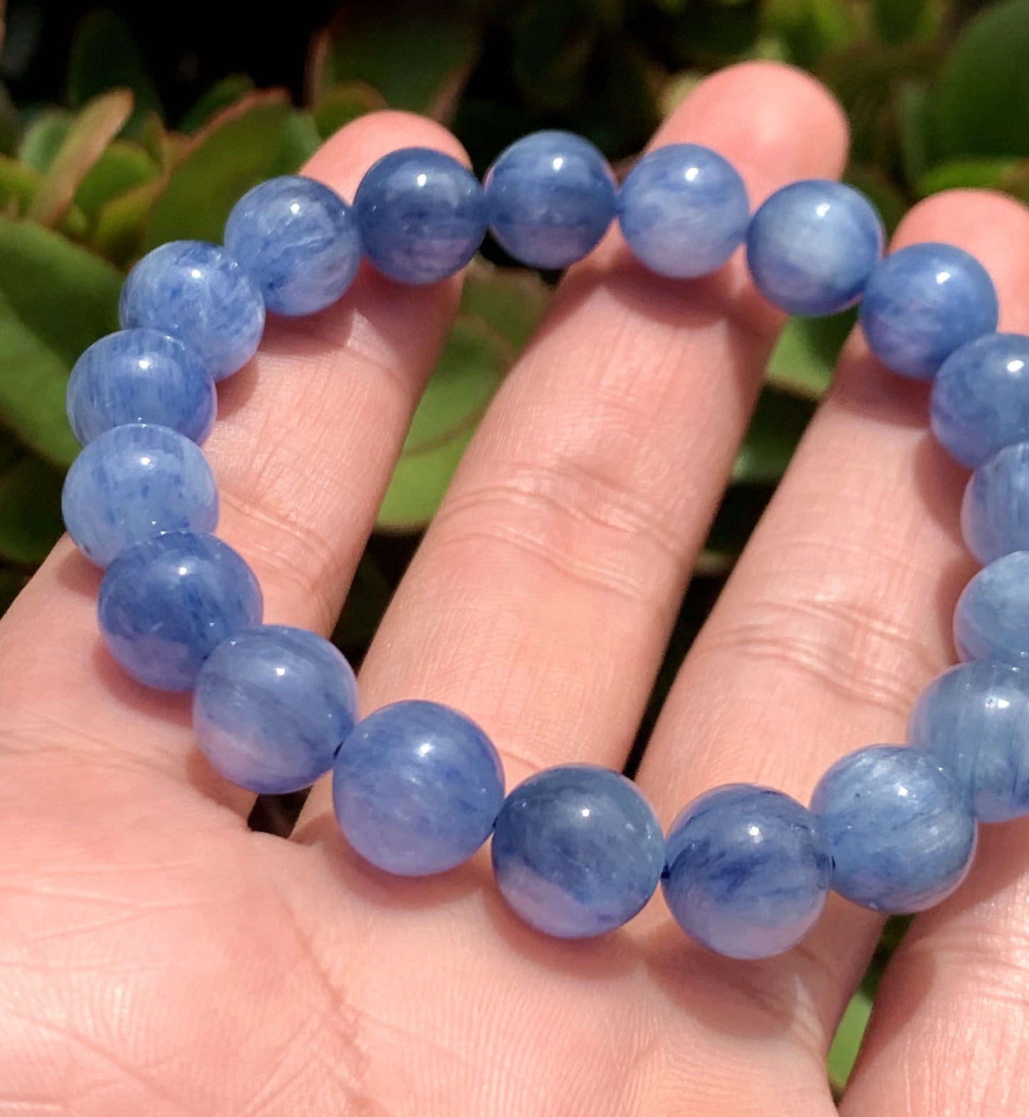 AAAA Natural Kyanite Bracelet, 10mm Round Bracelet,Tiny Blue Kyanite,Gems Bracelet,Men's Bracelet,Woman's Bracelet ET998