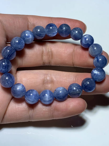 AAAA Natural Kyanite Bracelet, 10mm Round Bracelet,Tiny Blue Kyanite,Gems Bracelet,Men's Bracelet,Woman's Bracelet ET998