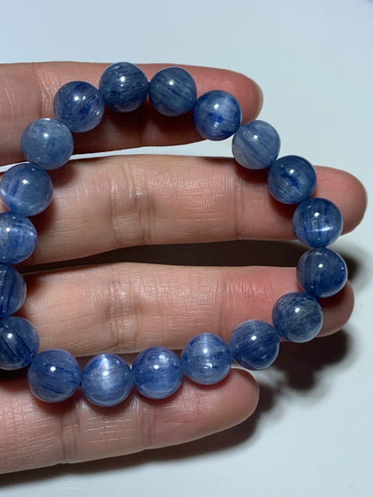 AAAA Natural Kyanite Bracelet, 10mm Round Bracelet,Tiny Blue Kyanite,Gems Bracelet,Men's Bracelet,Woman's Bracelet ET998