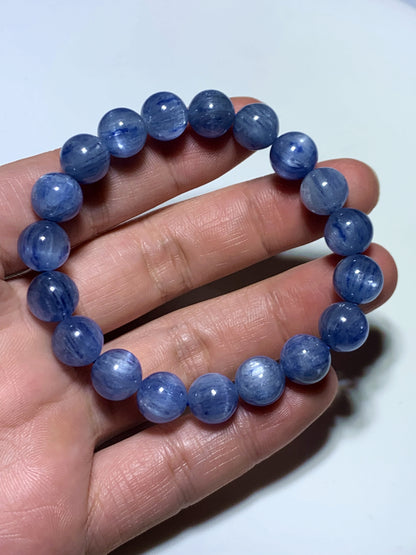 AAAA Natural Kyanite Bracelet, 10mm Round Bracelet,Tiny Blue Kyanite,Gems Bracelet,Men's Bracelet,Woman's Bracelet ET998