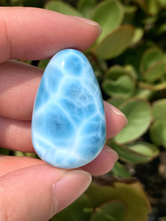 AAAA Natural Authentic Dominican Larimar Pendant, Oval Larimar Pendant,Silver Pendant,Birthday Gift ET1001