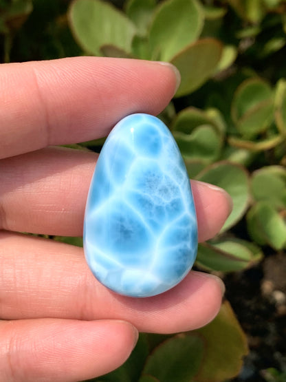 AAAA Natural Authentic Dominican Larimar Pendant, Oval Larimar Pendant,Silver Pendant,Birthday Gift ET1001