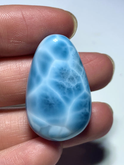 AAAA Natural Authentic Dominican Larimar Pendant, Oval Larimar Pendant,Silver Pendant,Birthday Gift ET1001